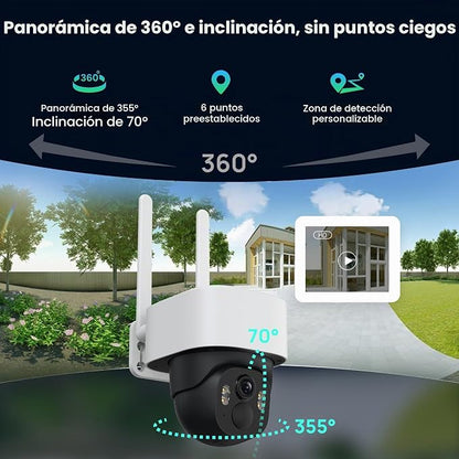 Cámara de Seguridad Panorámica 4G para Exterior | Visión 360° y Nocturna G