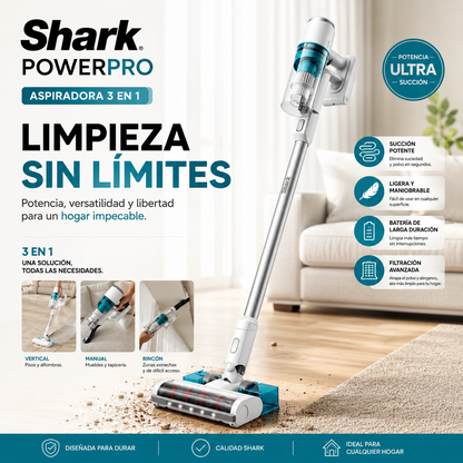 Shark PowerPro™ - Aspiradora Inalámbrica 2 en 1 (Superligera y Portátil)