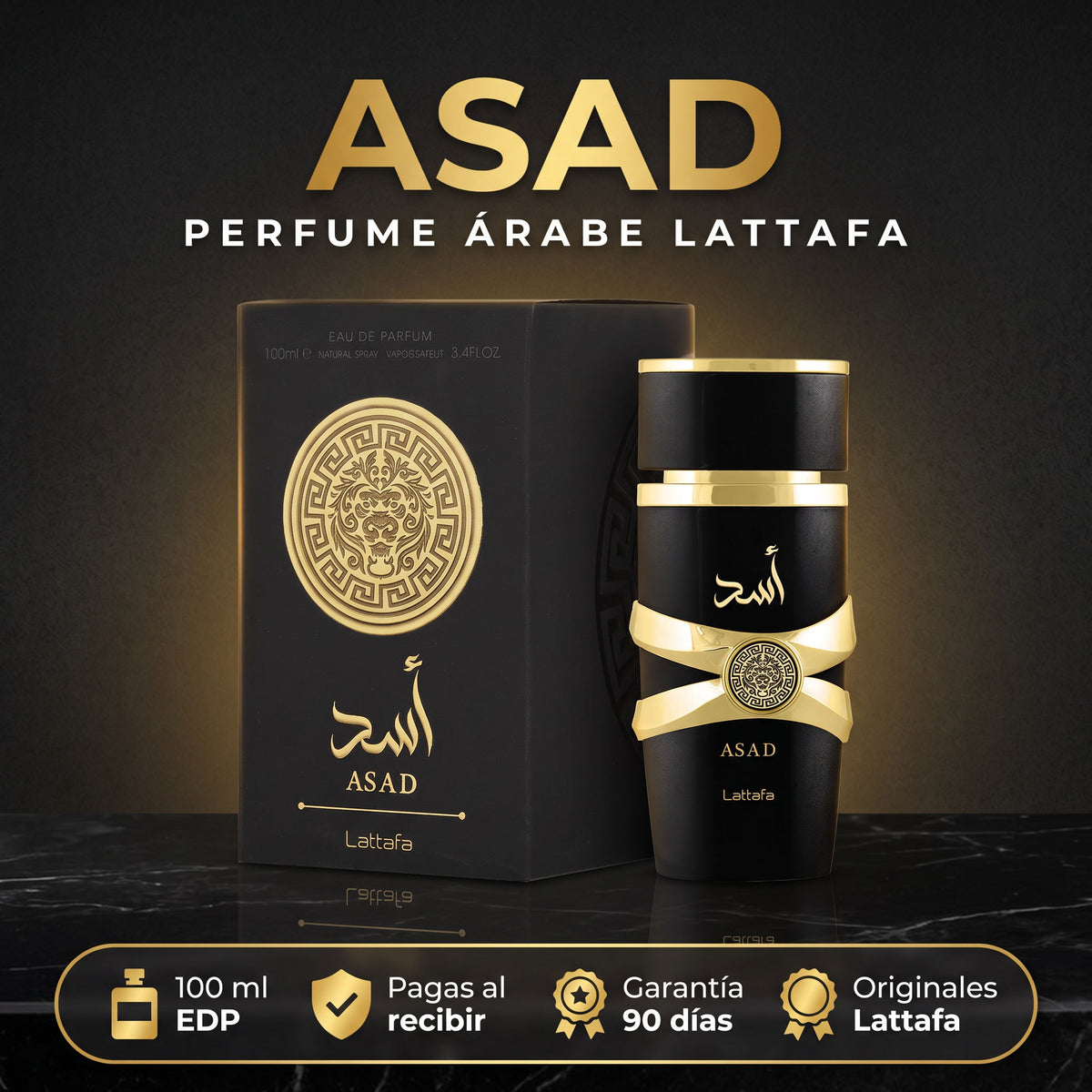 Perfume árabe Lattafa Asad 100 ml EDP con su caja